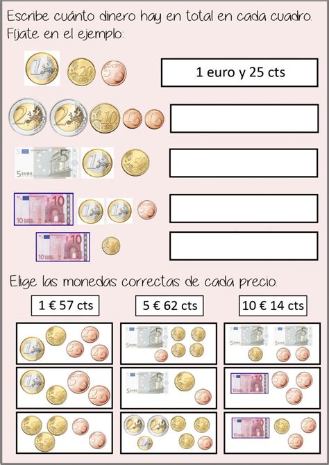 ejercicios fichas de monedas y billetes de euro para imprimir|Billetes de euros para imprimir en PDF Descargables GRATIS